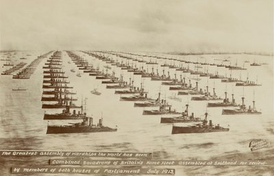 Die größte Versammlung von Kriegsschiffen, die die Welt je gesehen hat (Lithografie) von English School