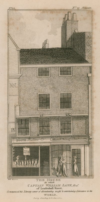 Das Haus, in dem Captain William Lane esq aus der Leadenhall Street seine literarische Karriere begann von English School