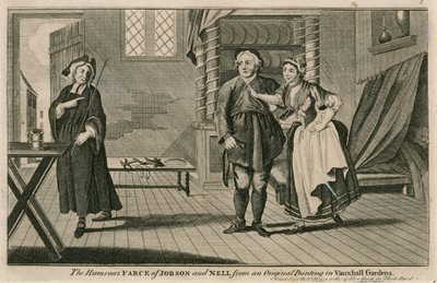 Die humorvolle Farce von Jobson und Nell nach einem Originalgemälde in den Vauxhall-Gärten, London von English School