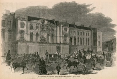 Die Beleuchtungen zur Feier des Geburtstags Ihrer Majestät - Szene in der Regent Street, London von English School