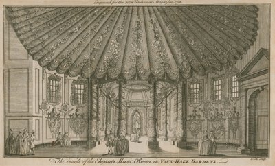 Das Innere des eleganten Musikzimmers (Rotunde) in den Vauxhall-Gärten, London von English School