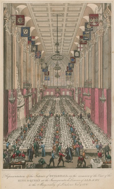Der Innenraum der Guildhall anlässlich des Einweihungsdinners von Alderman Key von English School