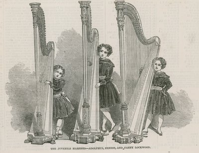 Die jugendlichen Harfenisten - Adolphus, Ernest und Fanny Lockwood von English School