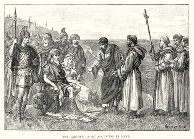 Die Landung des heiligen Augustinus in Kent (Gravur) von English School
