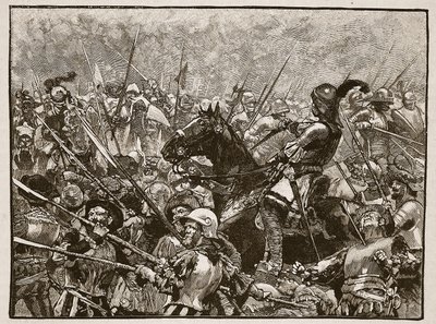 Der letzte Widerstand von Schwarz und seinen Deutschen, Illustration aus Cassells Illustrierter Geschichte Englands von English School