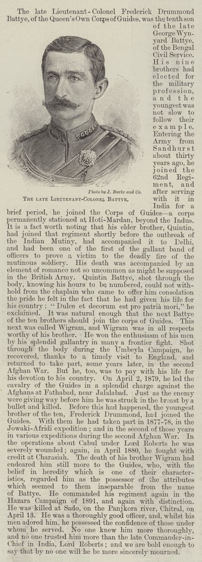 Der verstorbene Oberstleutnant Battye von English School