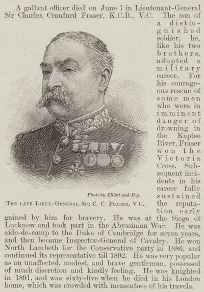 Der verstorbene Generalleutnant Sir C. C. Fraser, VC (Gravur) von English School