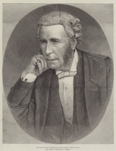 Der verstorbene Lord Farnborough (Sir Thomas Erskine May), verstorbener Sekretär des Unterhauses (Stich) von English School