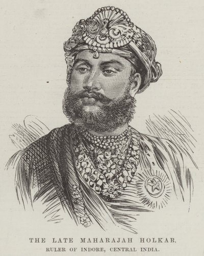 Der verstorbene Maharajah Holkar, Herrscher von Indore, Zentralindien (Stich) von English School