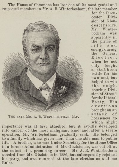 Der verstorbene Herr A B Winterbotham, MP von English School