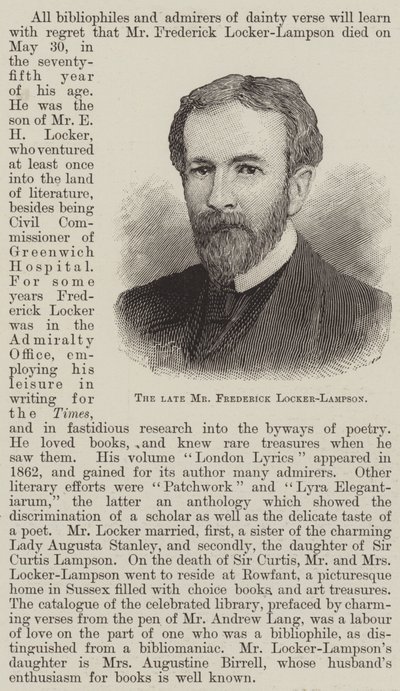 Der verstorbene Herr Frederick Locker-Lampson von English School