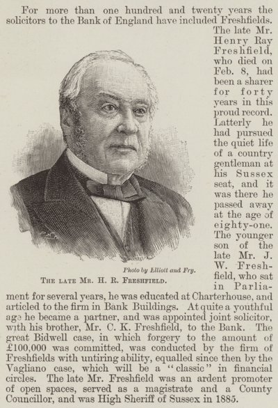 Der verstorbene Herr H R Freshfield von English School