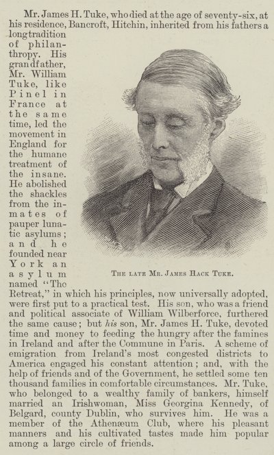 Der verstorbene Mr James Hack Tuke (Gravur) von English School