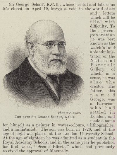 Der verstorbene Sir George Scharf, KCB (Gravur) von English School