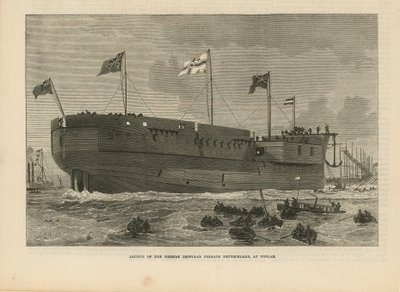 Der Stapellauf der deutschen Panzerschiff-Fregatte Deutschland von English School