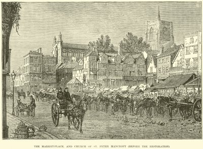 Der Marktplatz und die Kirche St. Peter Mancroft (vor der Restaurierung) von English School