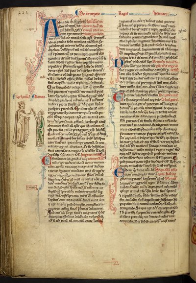 Die Hochzeit von Heinrich III. und Eleonore von Provence aus der Historia Anglorum, Matthew Paris, MS Royal 14 CVII, f. 124.v, ca. 1250-59 von English School