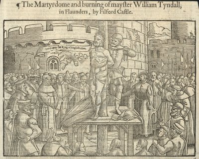 Das Martyrium und die Verbrennung von William Tyndall in Flandern bei Filford Castle von English School