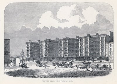 Die Modell-Wohnhäuser, Farringdon Road, London von English School