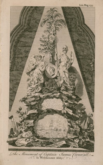 Das Denkmal von Kapitän James Cornwall von English School