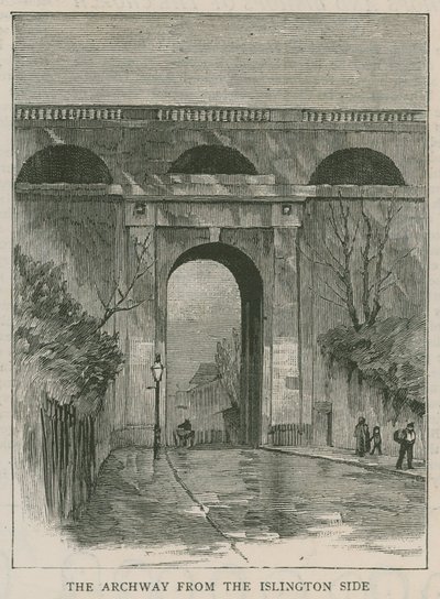 Die neuen Anti-Selbstmord-Geländer am Highgate Archway: der Torbogen von der Islington-Seite von English School
