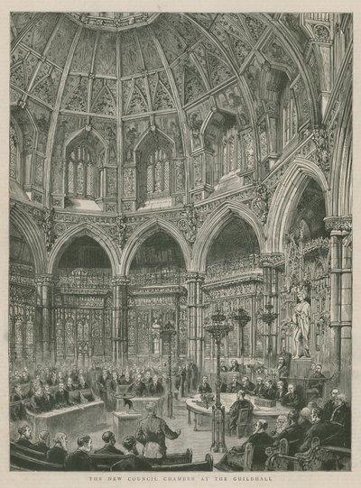 Die neuen Ratssäle in der Guildhall, London von English School