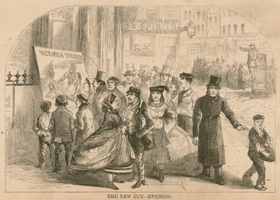 Der neue Schnitt - Abend; Kleidung und Kostüme getragen im Victoria Theater, London von English School