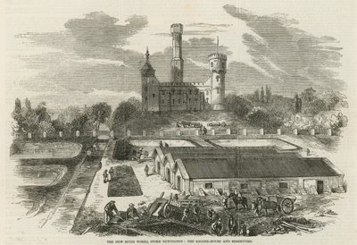 Die neuen Flusswerke, Stoke Newington: Das Maschinenhaus und die Reservoirs von English School