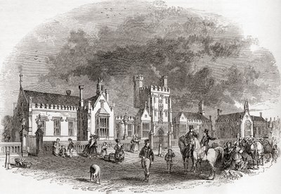 Die alte Bedford School, wieder aufgebaut im späten 19. Jahrhundert, aus "Old England: A Pictorial Museum", veröffentlicht 1847 von English School