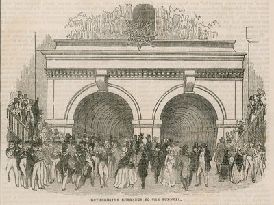 Die Eröffnung des Thames-Tunnels; Rotherhithe-Eingang zum Tunnel von English School
