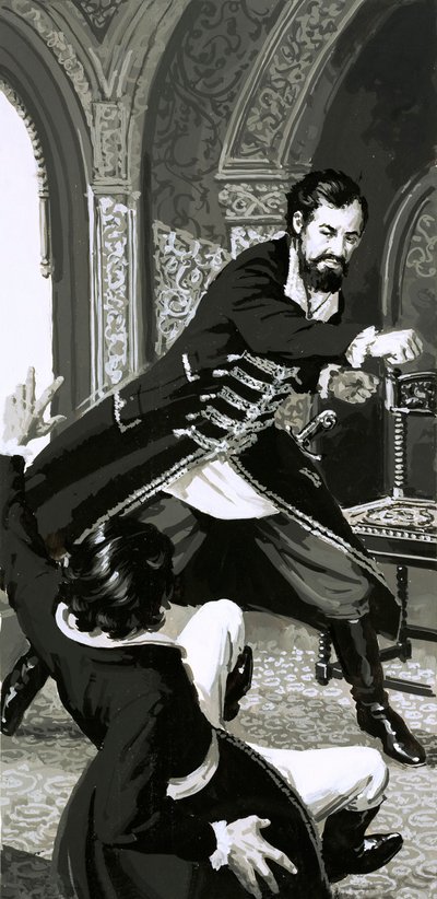 Der empörte Prinz Adam schlug seinem Diener heftig ins Gesicht von English School