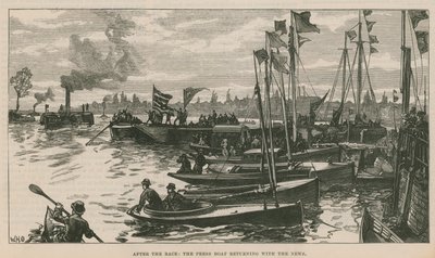Das Presseboot kehrt mit den Nachrichten zurück von English School