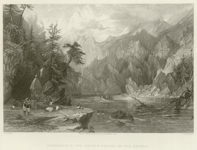 Die heilige Quelle des Ganges von English School