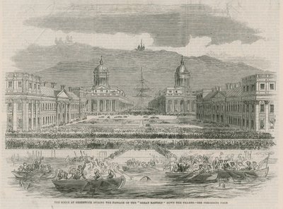 Die Szene in Greenwich während der Passage der Great Eastern von English School