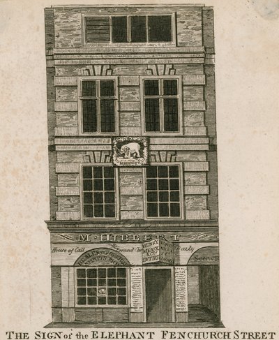Das Zeichen des Elefanten, Fenchurch Street, London von English School