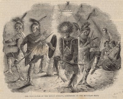 Der Kriegstanz der Ioway-Indianer, ausgestellt in der Egyptian Hall von English School
