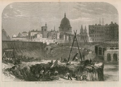 Die Arbeiten der Metropolitan Extension Railway in Smithfield von English School