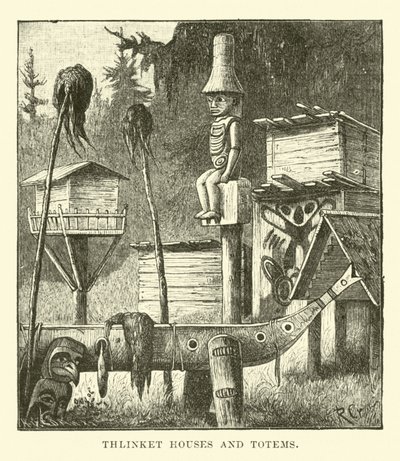 Thlinket-Häuser und Totems von English School