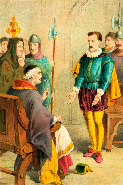 Thomas Hawkes vor Bischof Bonner von English School