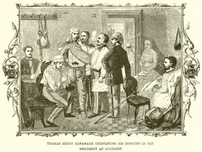 Thomas Henry Kavanagh vervollständigt seine Verkleidung in der Residenz in Lucknow von English School