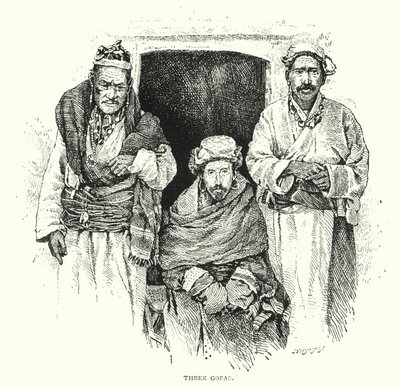 Drei Gopas (Gravur) von English School