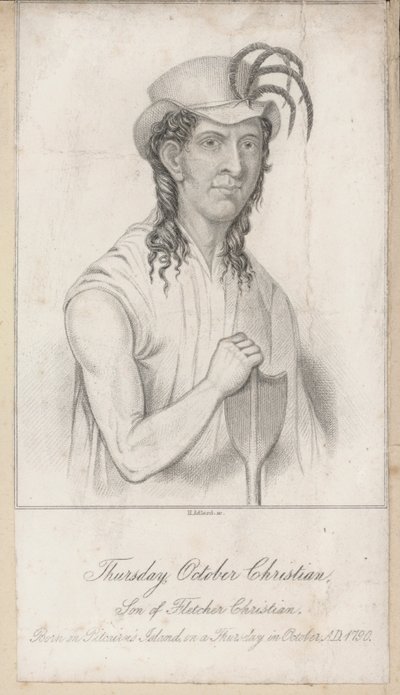 Thursday October Christian, Sohn von Fletcher Christian (Gravur) von English School