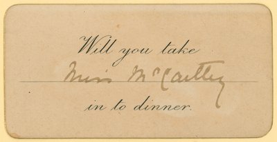 Eintrittskarte: Werden Sie Miss McCarthy zum Abendessen begleiten? von English School