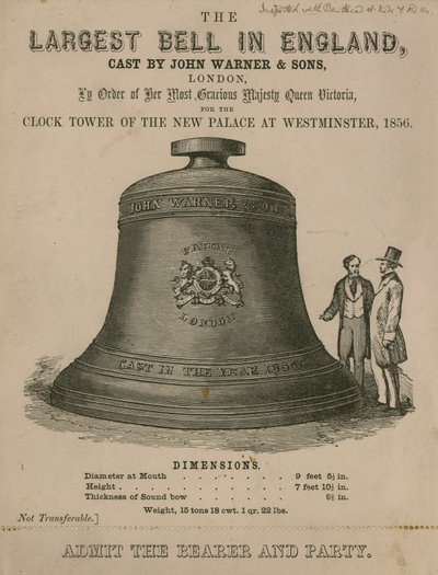 Ticket zur Besichtigung der großen Glocke (Big Ben) für den Clock Tower im neuen Palast von Westminster von English School