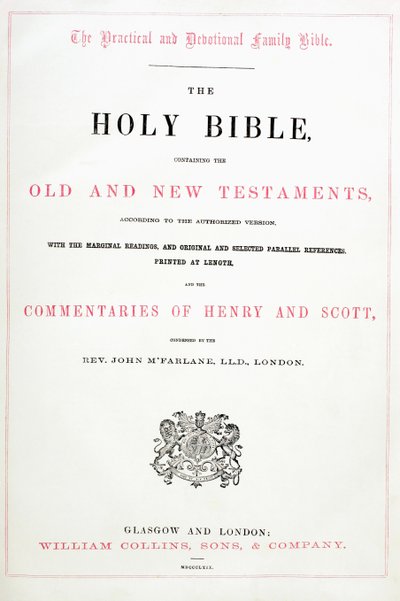 Titelseite der Heiligen Bibel von English School