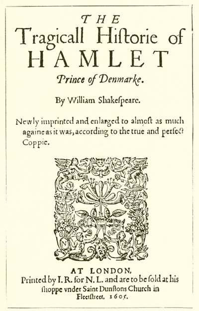 Titelseite von Shakespeares Hamlet von English School