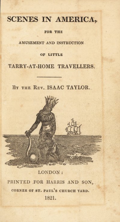 Titelseite mit Vignette einer indianischen Frau mit Federschmuck und kleinem Kind von English School