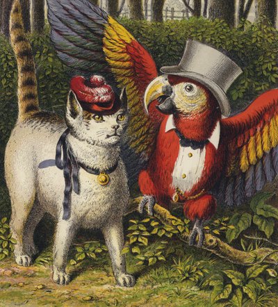 Tittums und Fido (Farblithografie) von English School