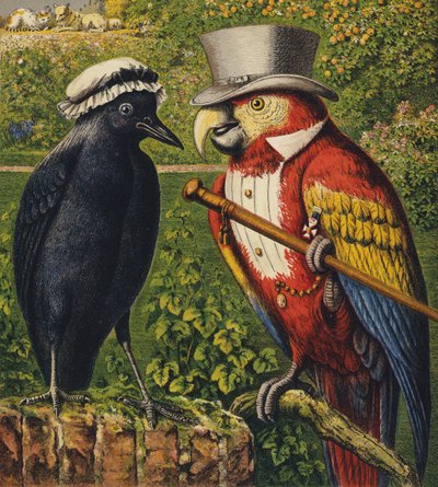 Tittums und Fido (Farblithografie) von English School