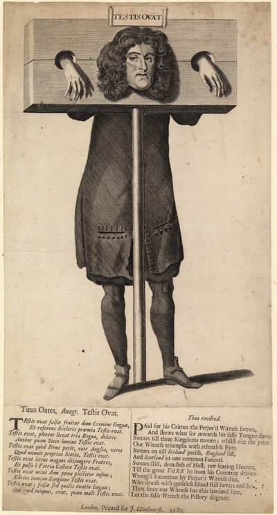 Titus Oates im Pranger, veröffentlicht 1685 von English School